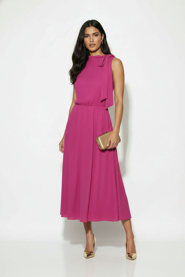 MA25163 FUSCHIA SLEEVELESS MIDI DRESS - Marc Angelo