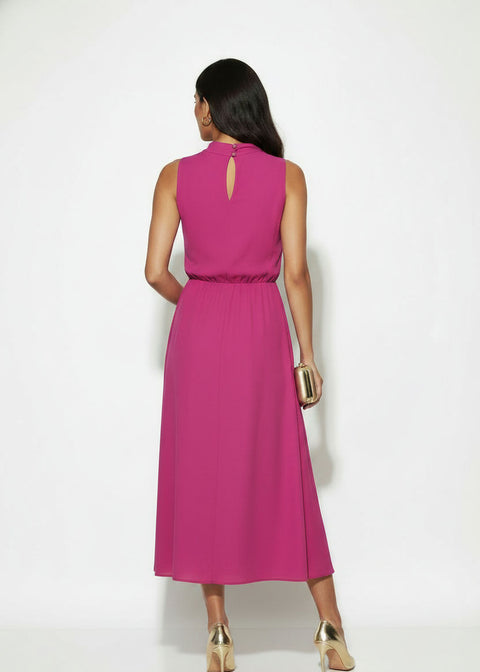 MA25163 FUSCHIA SLEEVELESS MIDI DRESS