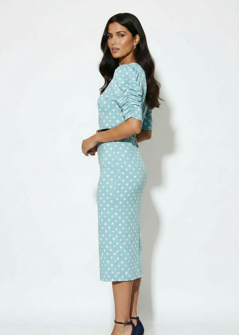 MA3104 Polka Dot Midi Dress blue
