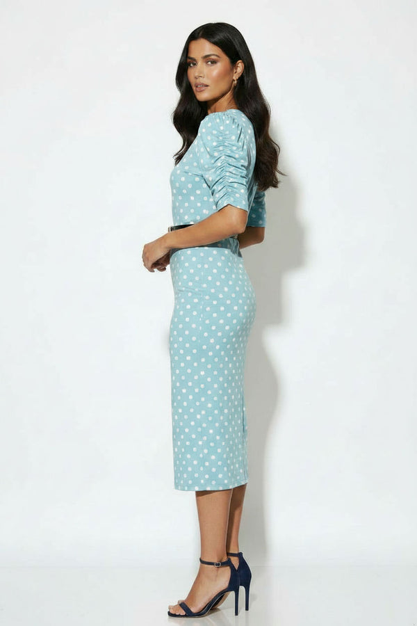 MA3104 Polka Dot Midi Dress blue - Marc Angelo