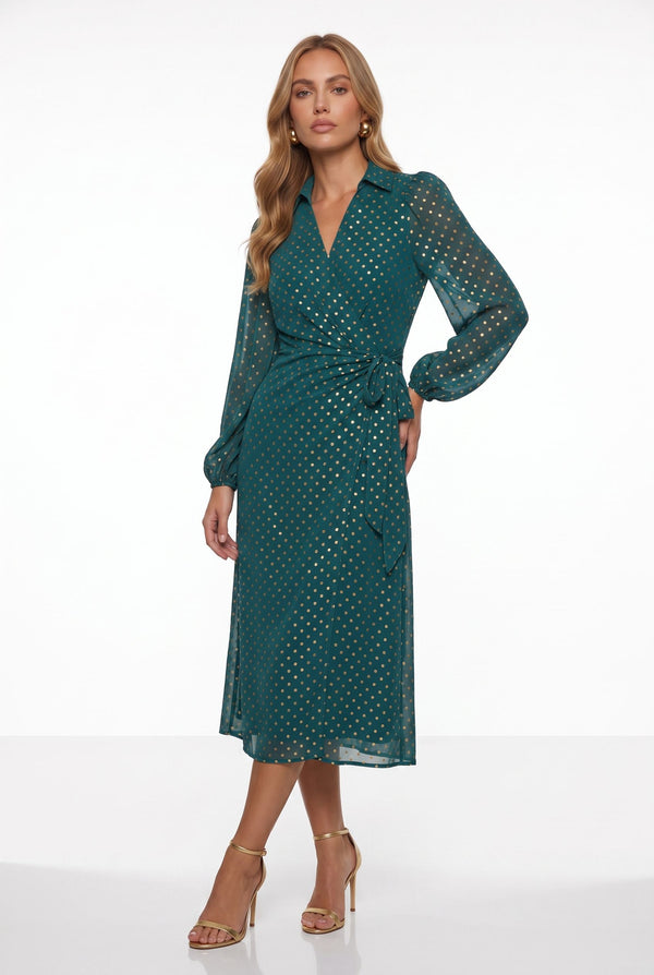 Marc Angelo Lana Collared Dress MA31129 GREEN