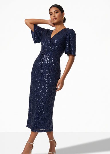 Marc Angelo Sequin Midi Dress MA31340 NAVY - Marc Angelo