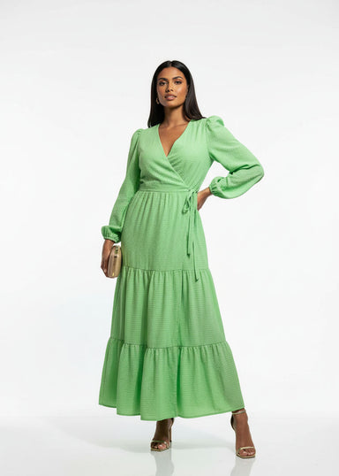 MA3186 D85 GREEN WRAP DRESS - Marc Angelo