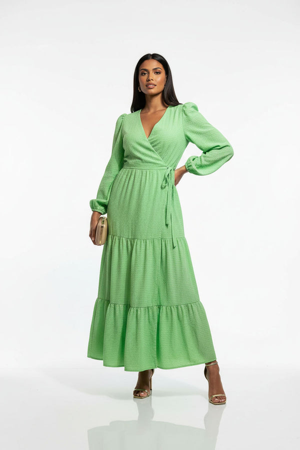 MA3186 D85 GREEN WRAP DRESS - Marc Angelo
