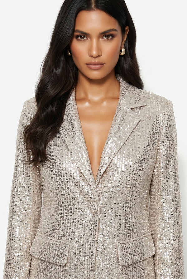 Marc Angelo Sequin Blazer MA35105 CHAMPAGNE