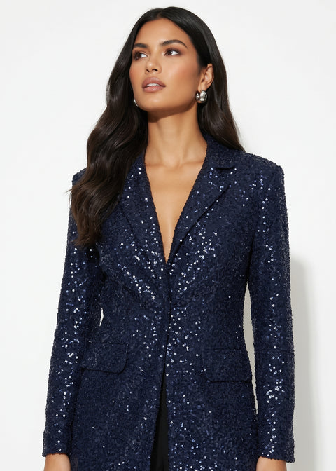 Marc Angelo Sequin Blazer MA35105 NAVY
