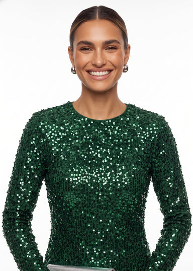 Marc Angelo Sequin Wrap Dress MA41103 EMERALD
