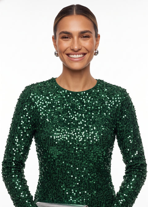 Marc Angelo Sequin Wrap Dress MA41103 EMERALD
