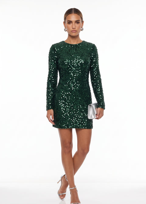 Marc Angelo Sequin Wrap Dress MA41103 EMERALD