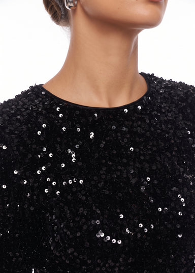 Marc Angelo Sequin Wrap Dress MA41103 BLACK