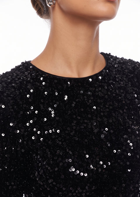 Marc Angelo Sequin Wrap Dress MA41103 BLACK