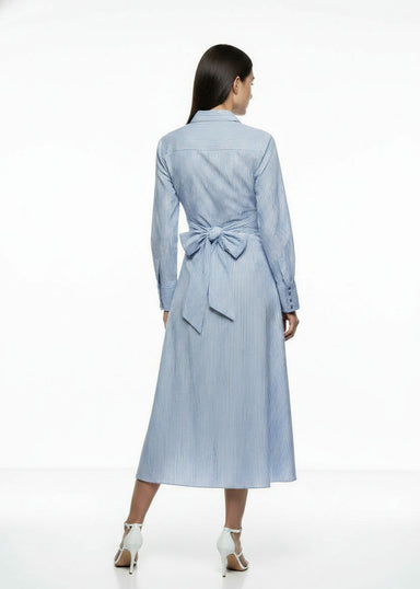 MA41345 Striped Shirt Midi Dress blue - Marc Angelo