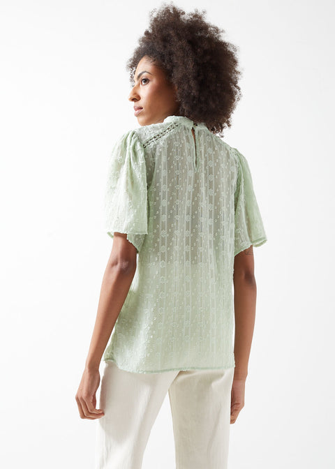 Marc Angelo Short Sleeve Plumetis Top