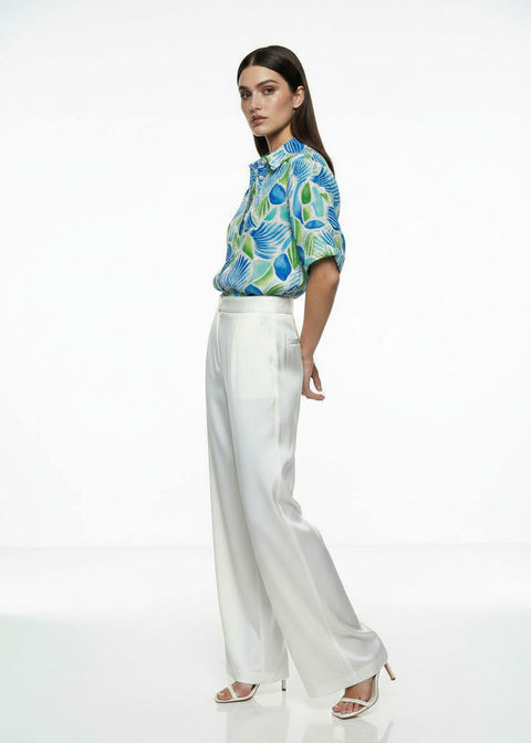 MA42279-T413 Shell Print Short Sleeve Button-Down Shirt