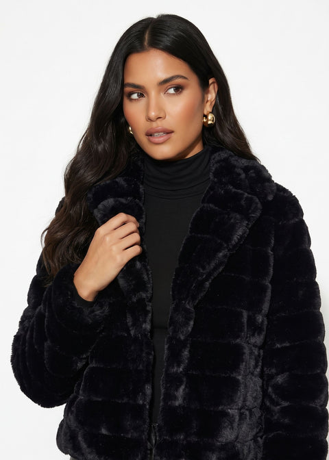 Marc Angelo Fur Coat MA45507 Black - Marc Angelo
