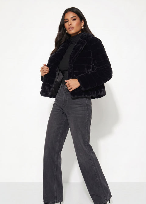 Marc Angelo Fur Coat MA45507 Black - Marc Angelo