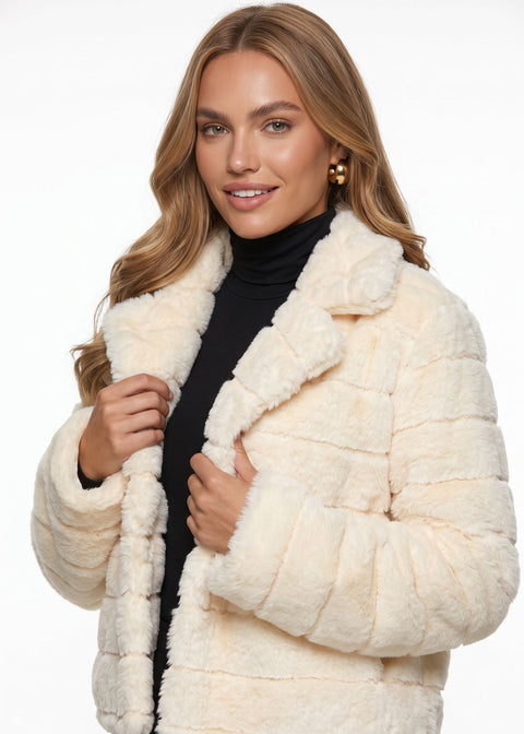 Marc Angelo Fur Coat MA45507 Cream - Marc Angelo