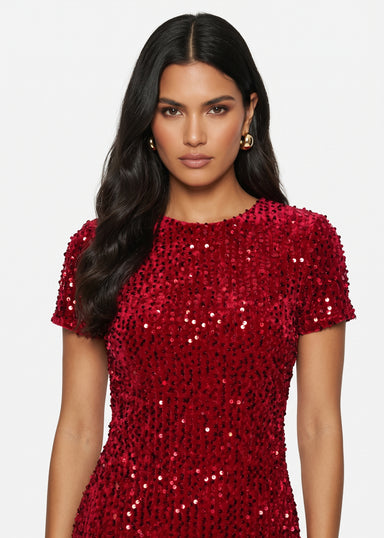Marc Angelo Sequin Short Dress MA51119 Red