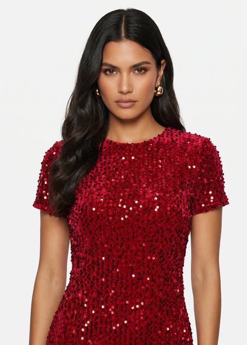 Marc Angelo Sequin Short Dress MA51119 Red