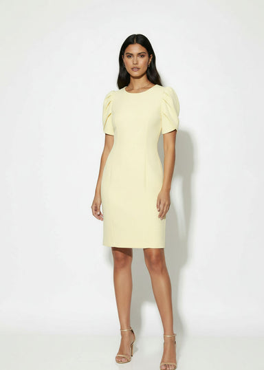 MA5453 YELLOW TULIP SLEEVE MINI DRESS - Marc Angelo