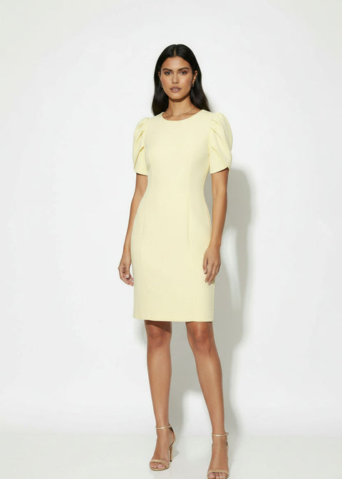 MA5453 YELLOW TULIP SLEEVE MINI DRESS