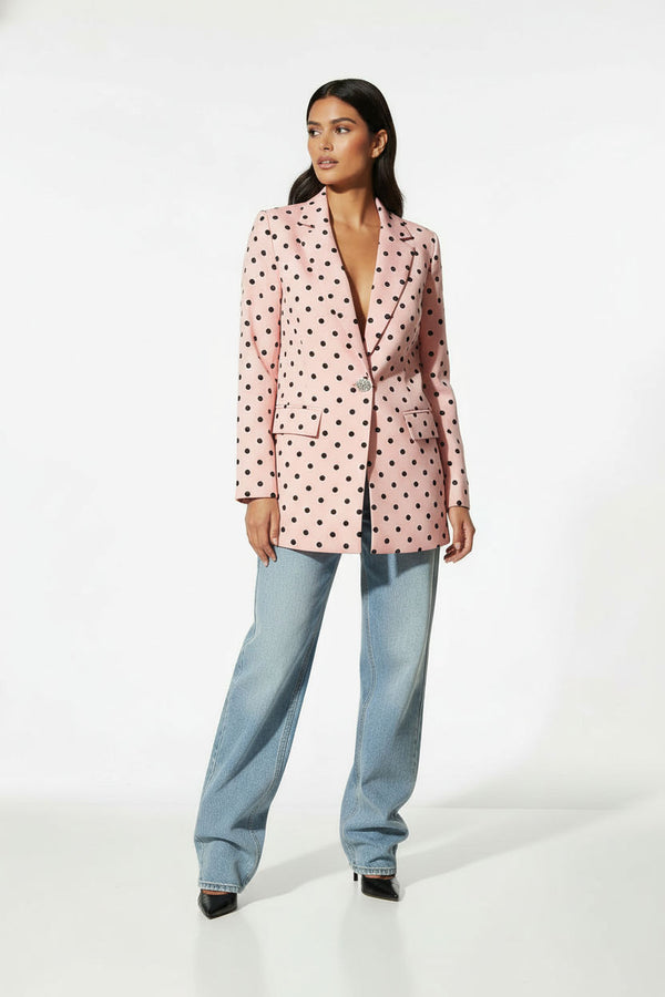 MA6503 POLKA DOT BLAZER IN PINK - Marc Angelo