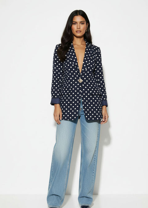 MA6503 POLKA DOT BLAZER IN NAVY - Marc Angelo