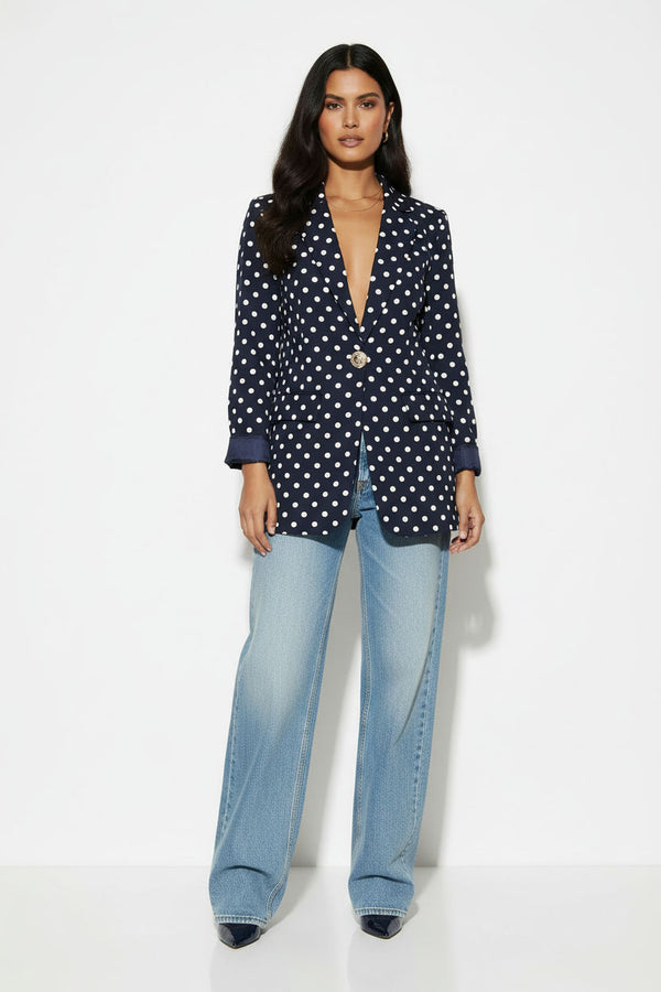 MA6503 POLKA DOT BLAZER IN NAVY - Marc Angelo