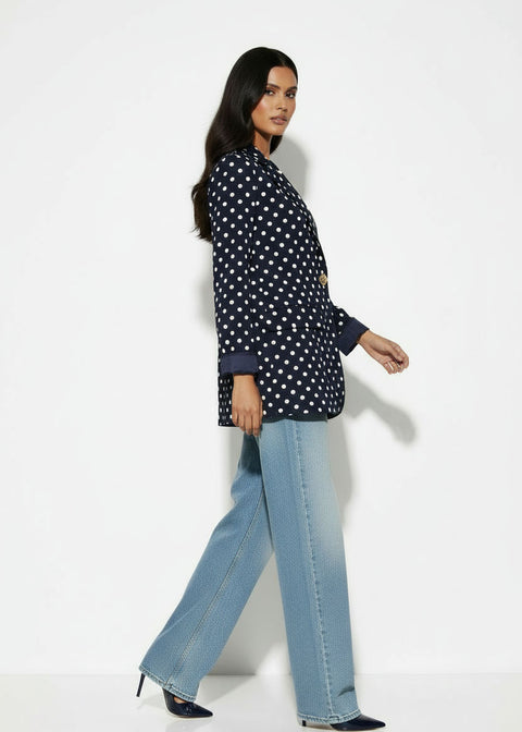MA6503 POLKA DOT BLAZER IN NAVY - Marc Angelo