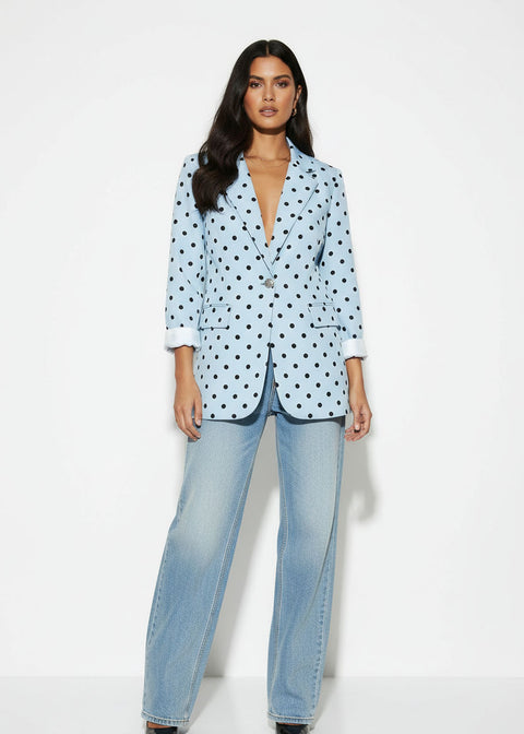 MA6503 POLKA DOT BLAZER IN BLUE - Marc Angelo