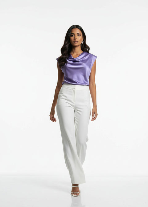 MA7214  Cowl Neck Blouse Lilac - Marc Angelo
