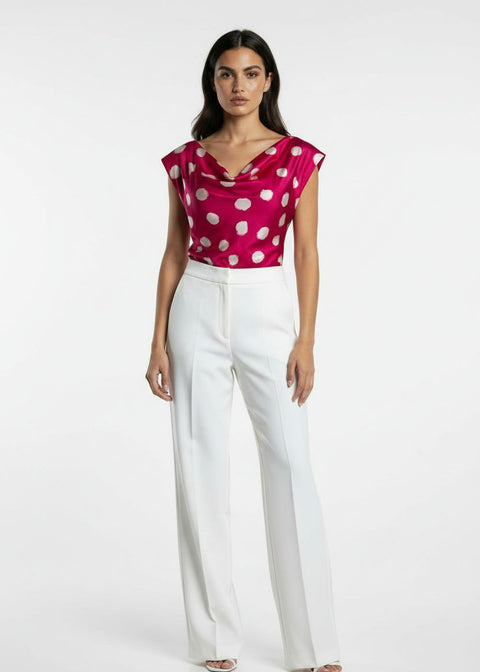 MA7214 T434  Cowl Neck Blouse fuschia - Marc Angelo