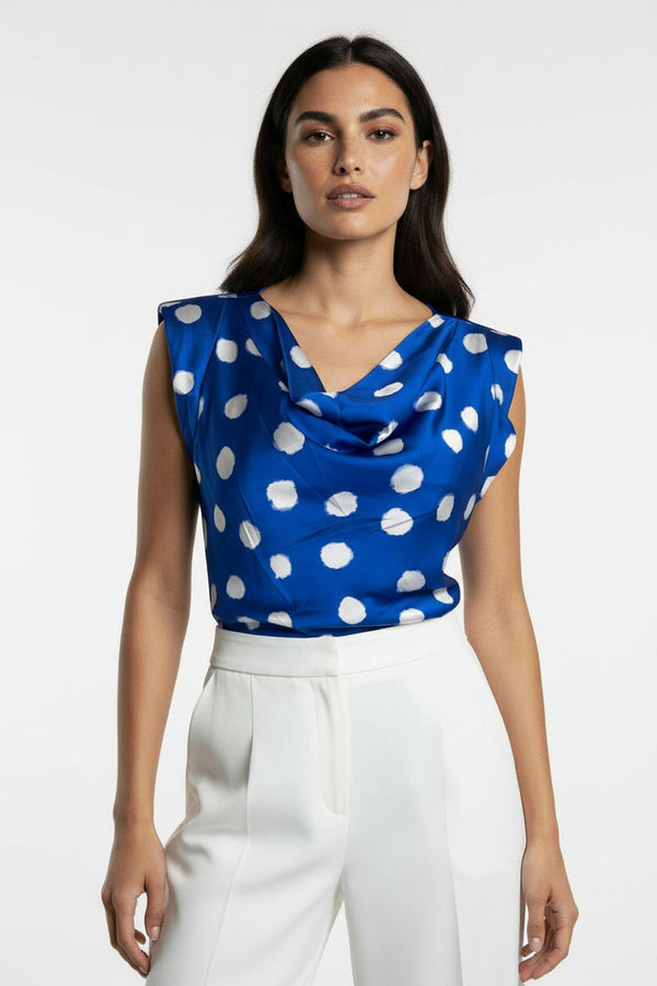 MA7214 T434  Cowl Neck Blouse royal blue - Marc Angelo