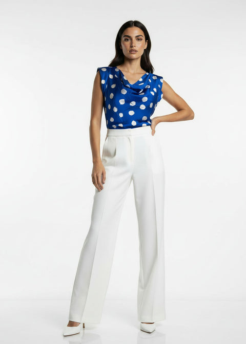 MA7214 T434  Cowl Neck Blouse royal blue - Marc Angelo