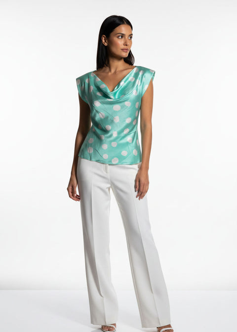 MA7214 T434  Cowl Neck Blouse turquoise - Marc Angelo