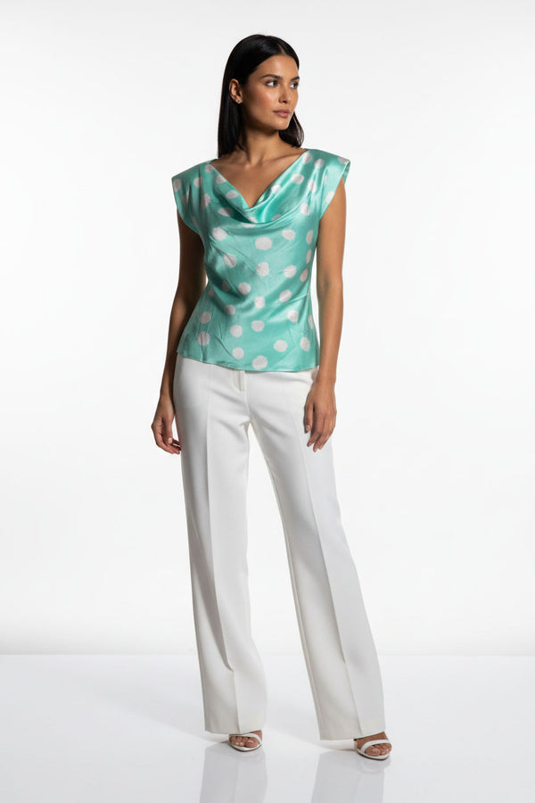 MA7214 T434  Cowl Neck Blouse turquoise - Marc Angelo