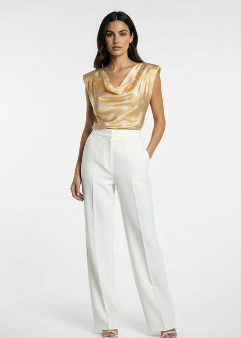 MA7214 T434  Cowl Neck Blouse yellow spot - Marc Angelo