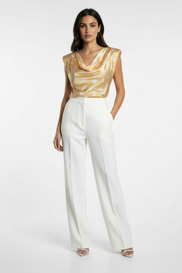 MA7214 T434  Cowl Neck Blouse yellow spot - Marc Angelo