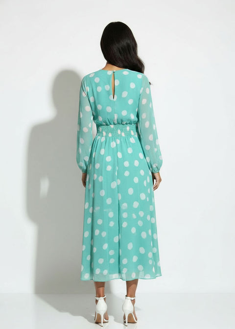 MA7750-D434MINT DOTTED MIDI DRESS