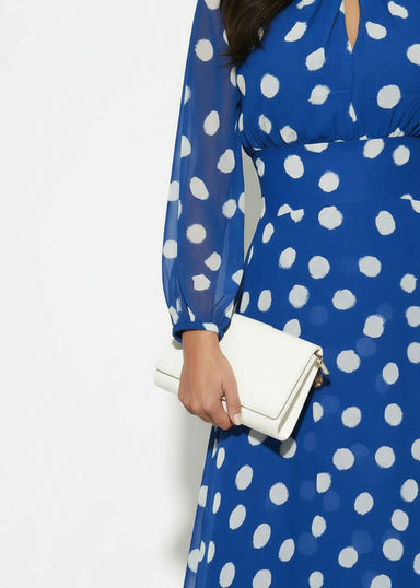 MA7750-D434 ROYAL BLUE DOTTED MIDI DRESS - Marc Angelo