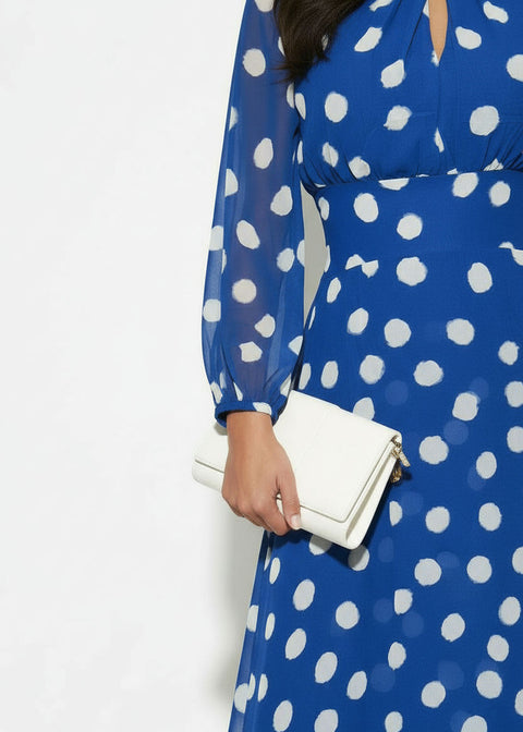 MA7750-D434 ROYAL BLUE DOTTED MIDI DRESS