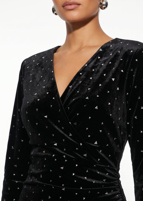 Marc Angelo Velvet Diamante Dress MA810443 BLK
