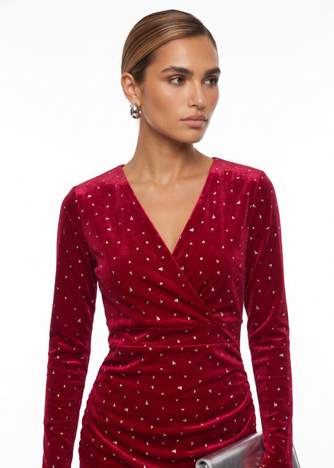 Marc Angelo Velvet Diamante Dress MA810443 red