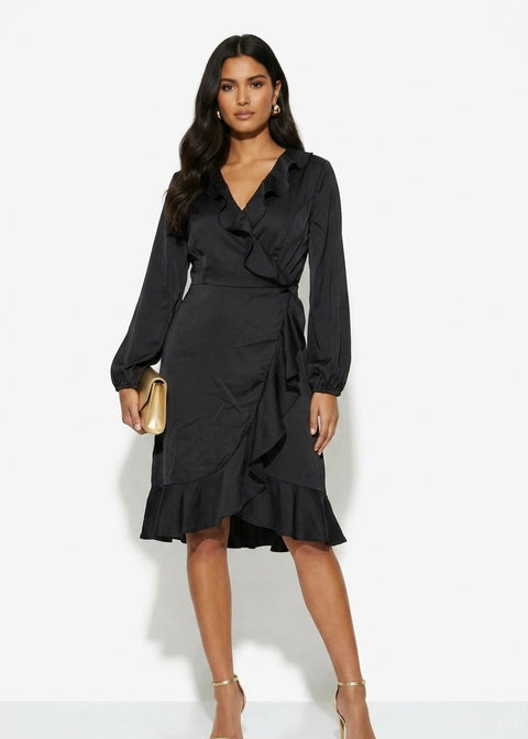 Marc Angelo Ruffle Neckline Dress MA81116 BLACK
