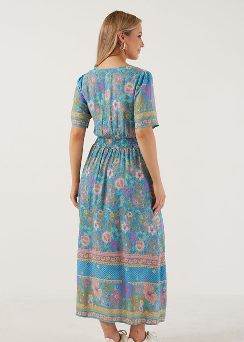 Marc Angelo Short Sleeve Shirred Waist Dress