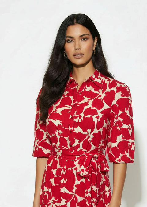 MA81166 D211 RED midi dress