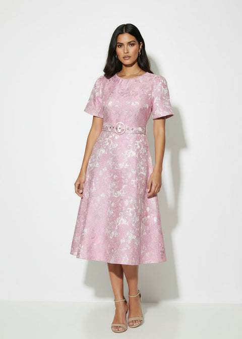 MA811728-D407PNK JACQUARD MIDI DRESS - Marc Angelo