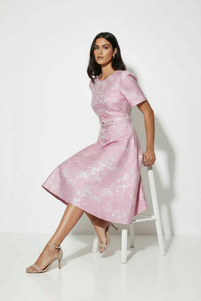MA811728-D407PNK JACQUARD MIDI DRESS – Marc Angelo
