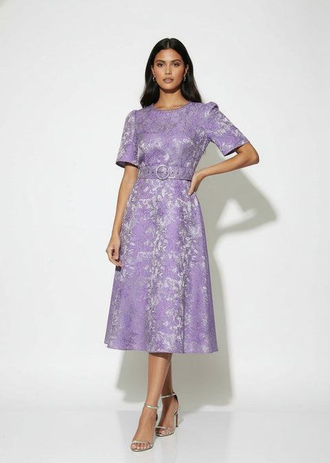 MA811728-D407PUR JACQUARD MIDI DRESS - Marc Angelo