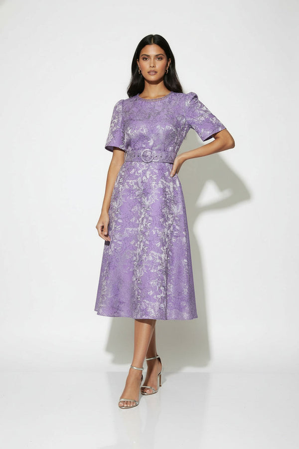 MA811728-D407PUR JACQUARD MIDI DRESS - Marc Angelo
